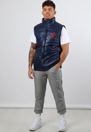 VINTAGE ADIDAS SMALL NAVY PUFFER GILET