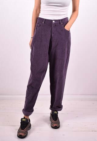 L.L.BEANS WOMENS VINTAGE CORDUROY JEANS W30 L29 PURPLE 90'S