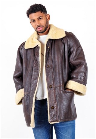 VINTAGE SHERPA LINED LEATHER JACKET J3331