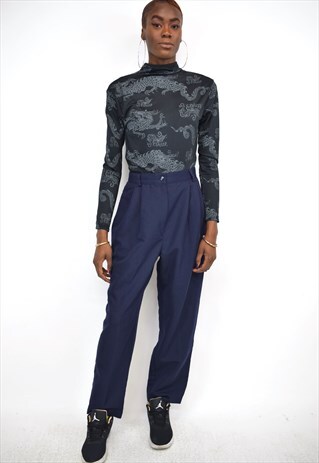 VINTAGE 90S NAVY TAPERED TROUSERS