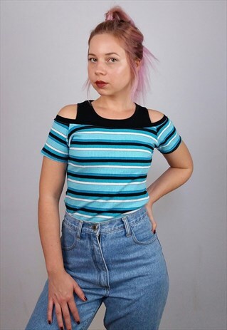 VINTAGE 90'S RIBBED SOFT KNIT TOP / T-SHIRT