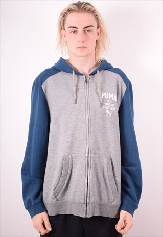 PUMA MENS VINTAGE HOODIE JUMPER XL GREY 90S