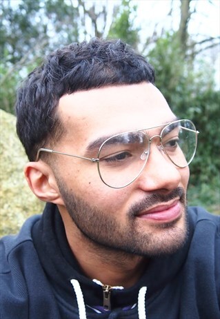 SILVER FRAME AVIATOR CLEAR LENS GLASSES
