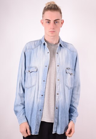 MENS VINTAGE DENIM SHIRT MEDIUM BLUE 90S