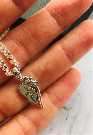 Solid Sterling Silver Angel Pendant necklace for men