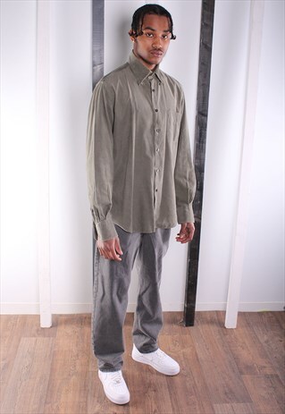 VINTAGE 90'S GREEN CORD / CORDUROY SHIRT. UNISEX