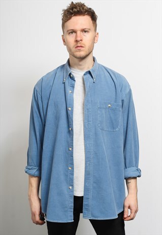 VINTAGE CORDUROY CORD SHIRT BLUE