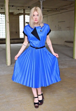 80'S VINTAGE BLUE DRESS