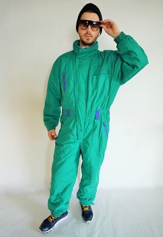 VINTAGE ONEPIECE SKIING SKI SUIT OVERALL JUMPSUIT JACKET