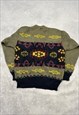 VINTAGE KNITTED JUMPER ABSTRACT PATTERNED KNIT SWEATER