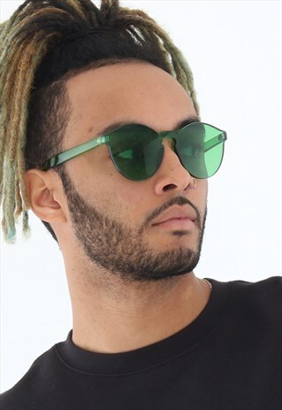 GREEN RIMLESS SUNGLASSES WITH CASE