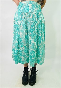 Vintage Laura Ashley Floral Pleated Maxi Skirt