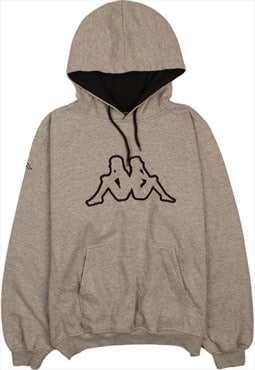 Vintage 90's Kappa Hoodie Spellout Grey Medium