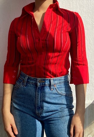 VINTAGE 90'S STRIPED BUTTON DOWN TOP