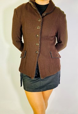 Vintage Size S Y2K Blazer Jacket In Brown