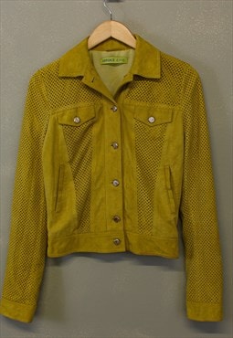 Vintage Y2K Versace Jeans Jacket Yellow Suede
