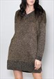 80's Gold Lurex Jumper Dress Ladies Vintage Metallic Tunic