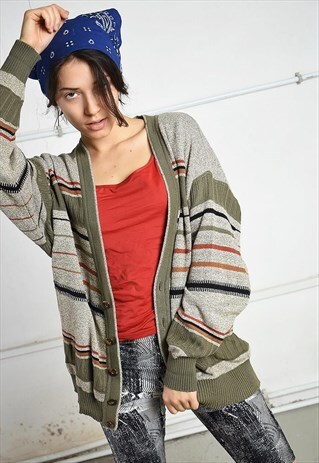 VINTAGE 90S FESTIVAL GARM KNIT OVERSIZED JAZZY CARDIGAN