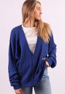 Vintage Fila Cable Knit Cardigan in Blue