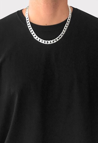 24" 12MM WIDE CHUNKY CURB NECKLACE CHAIN - SILVER