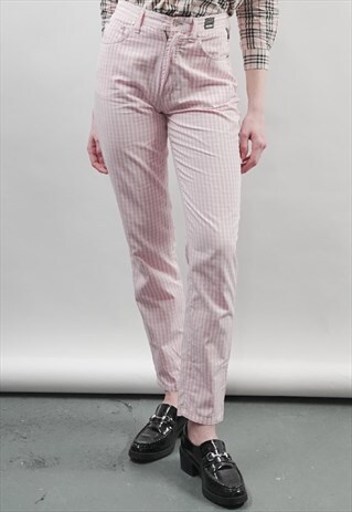 RARE VINTAGE 90'S VERSACE PINK GINGHAM JEANS