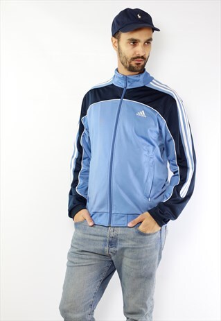 BLUE ADIDAS TRACK JACKET VINTAGE TRACKSUIT TOP