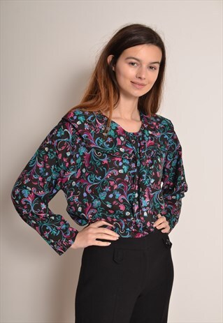 VINTAGE 80S FLORAL PATTERNED BLOUSE