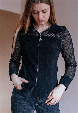 VINTAGE 90S MESH ZIP UP SHIRT
