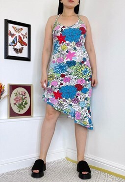 2000s Tropical Floral Dress