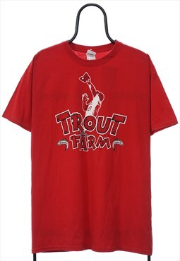 Vintage Trout Farm Graphic Red TShirt Womens