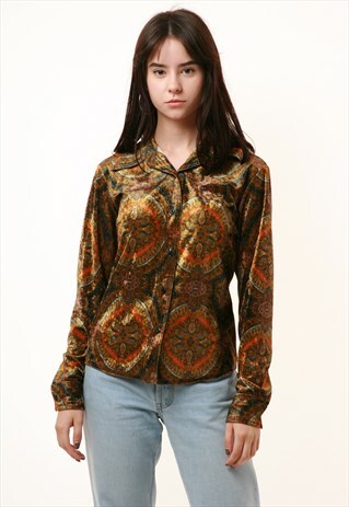 90S VINTAGE GUESS VELOUR BLOUSE SHIRT 785