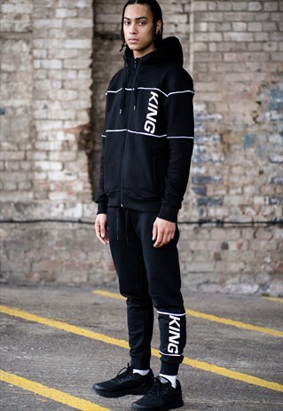 MANOR TRACKSUIT PANTS IN BLACK WITH WHITE DETAIL