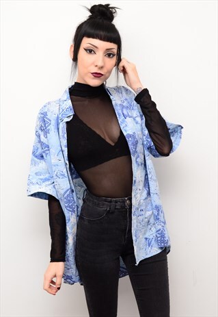 VINTAGE 90'S INDIE ABSTRACT PATTERNED OVERSIZED SHIRT