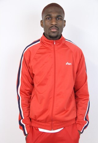 VINTAGE ASICS 90'S RED SPORTS JACKET