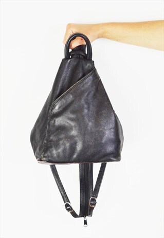 BLACK LEATHER RUCKSACK BAG