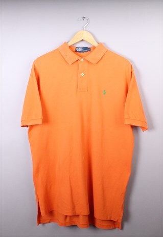 MENS VINTAGE RALPH LAUREN ORANGE SHORT SLEEVE POLO TOP