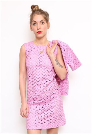 VINTAGE 60S PINK LACE DRESS SUIT JACKET