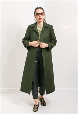 Vintage Trachten coat in green wool Bavarian overcoat