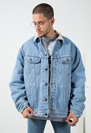 VINTAGE 80S LEE WINTER BLANKET DENIM JACKET / S1593