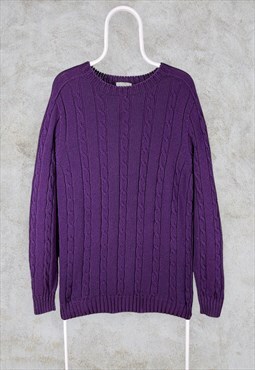 Vintage The Sweater Shop Jumper Purple Cable Knit Aran 