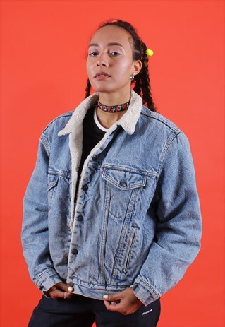 VINTAGE LEVI'S BLUE DENIM SHERPA JACKET