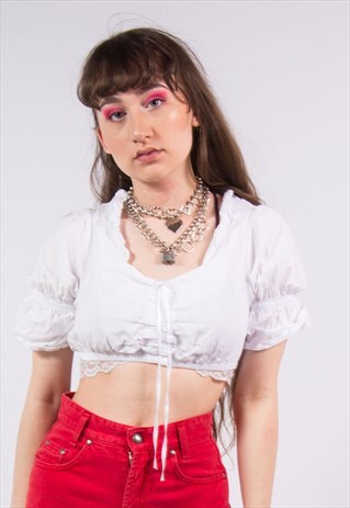 VINTAGE FRILLY MILK MAID CROP TOP
