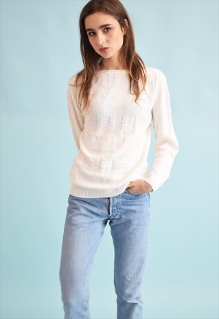 90'S RETRO NEUTRAL KNIT MOMS JUMPER TOP