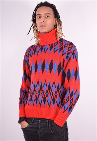 MENS VINTAGE JUMPER SWEATER MEDIUM RED 90'S
