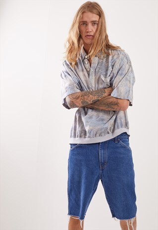 VINTAGE PATTERNED FESTIVAL SHORT SLEEVE HALF BUTTON SHIRT