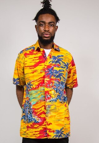 90'S VINTAGE BRIGHT MULTI HAWAIIAN SHORT SLEEVE SHIRT