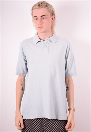FILA MENS VINTAGE POLO SHIRT MEDIUM BLUE 90S