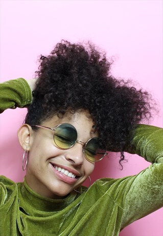 BOHO HIPPIE GREEN OMBRE ROUND SUNGLASSES