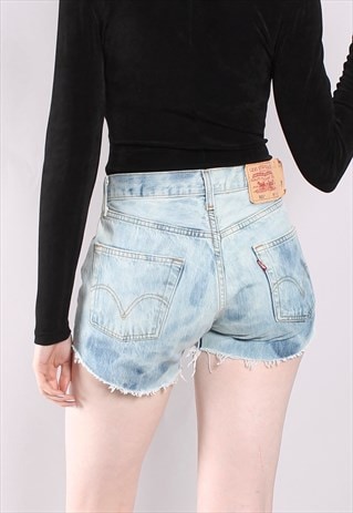 VINTAGE 90S LEVI'S TIE DYE CUSTOM CUT OFF DENIM SHORTS