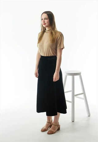 BLACK VELVET SKIRT / SOFT MAXI SKIRT